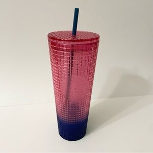 Starbucks Watermelon Pink Purple Gradient Ombre Grid 24oz Venti Tumbler